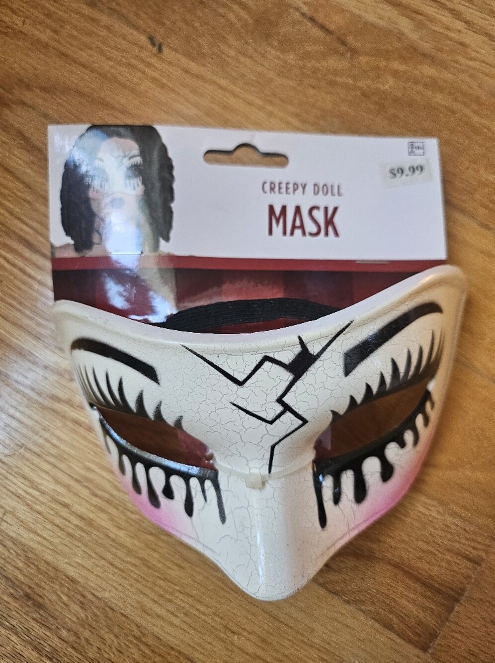 Halloween Creepy Doll White & Pink Kids Mask NEW
